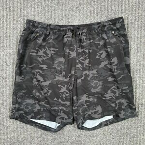Santiny Athletic Shorts Mens Size 2XL Black Camouflage Zip Pocket Running Gym